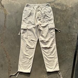 AllSaints Mel Combat Trouser Cargo Pants Women's US 0 Beige Cotton Linen Blend